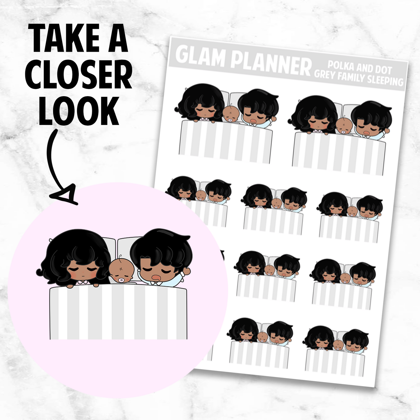 Polka and Dot: Grey Family Sleeping