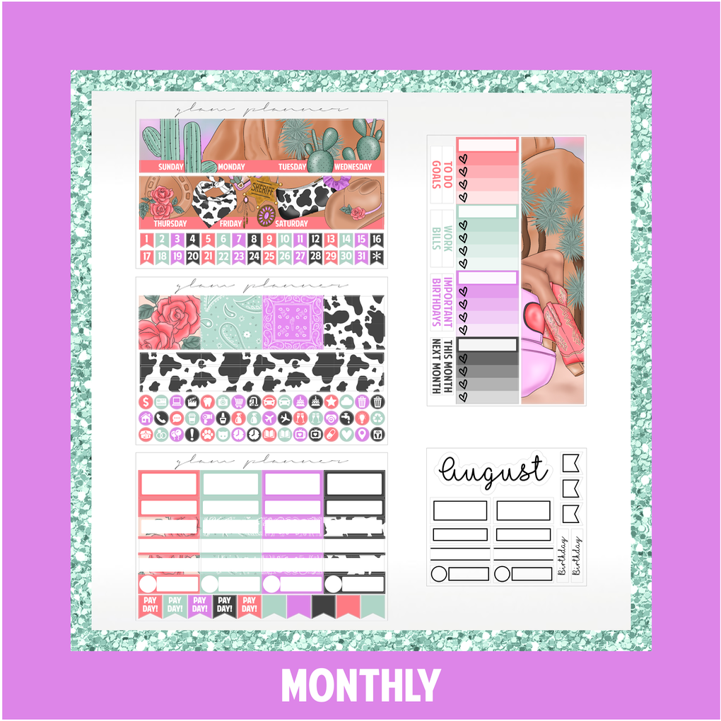 GLITCH Undated Monthly Spread - Desert Cowgirl (With Optional August Foil)