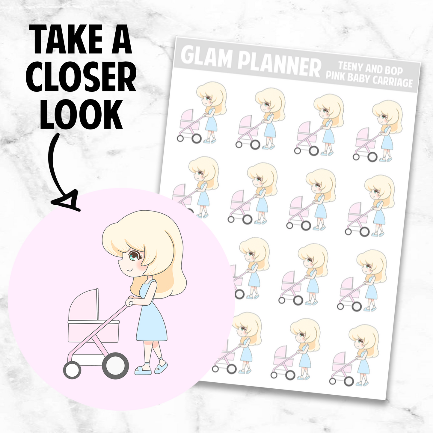 Teeny and Bop: Pink Baby Carriage