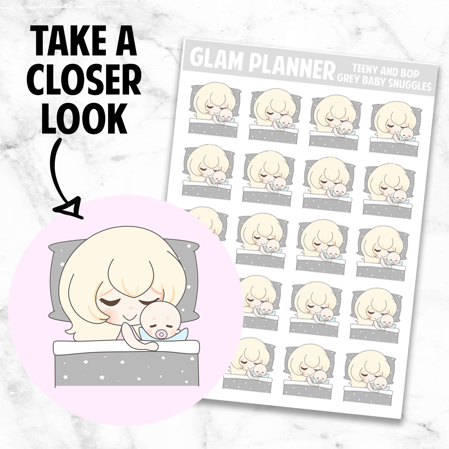 Teeny and Bop: Grey Baby Snuggles