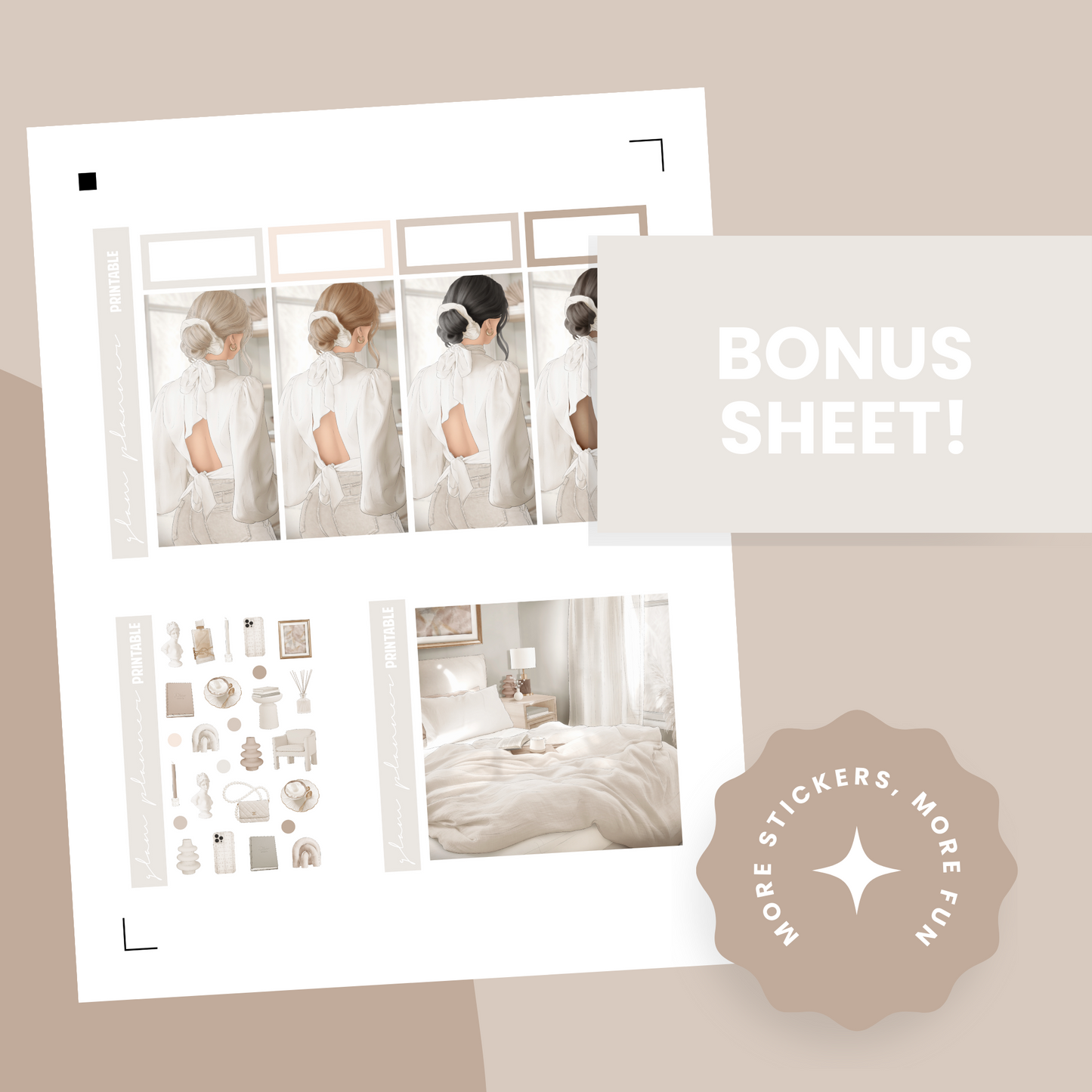 Creme Premium Printable Sticker Kit