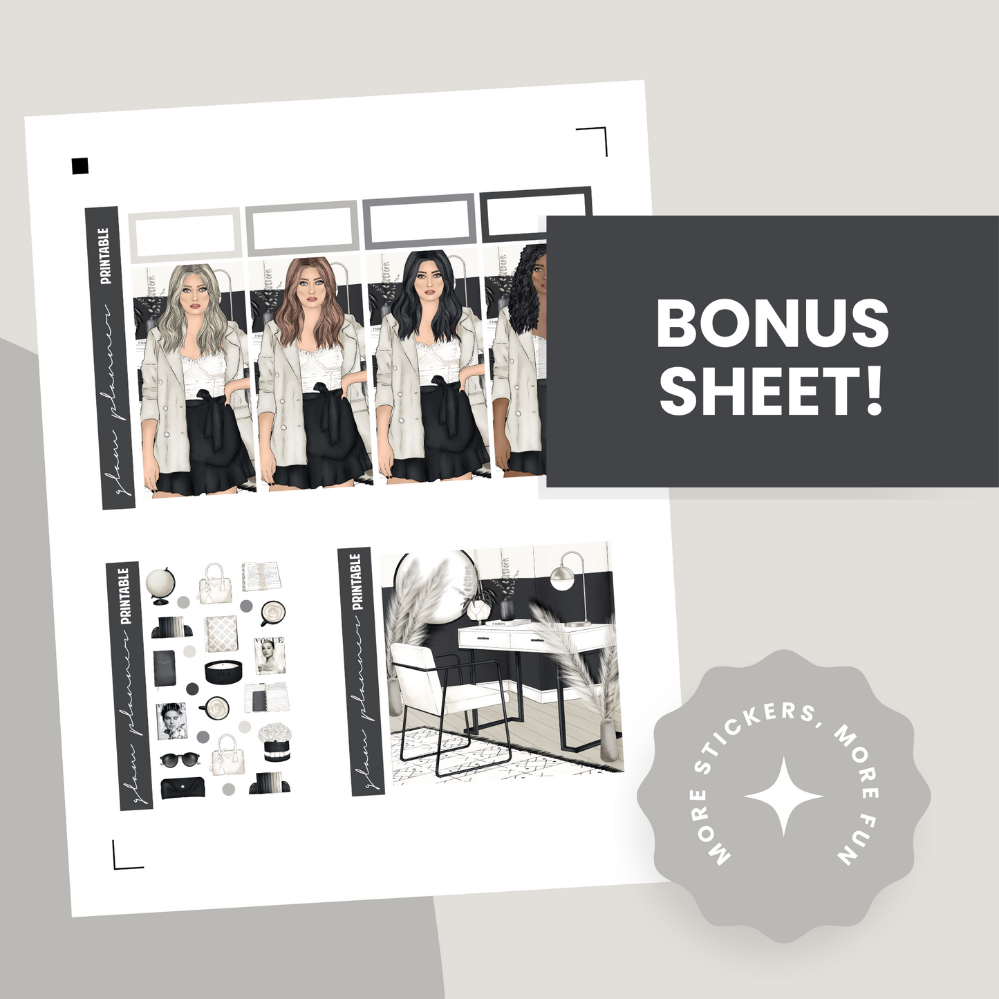 Noir Edit Premium Printable Sticker Kit