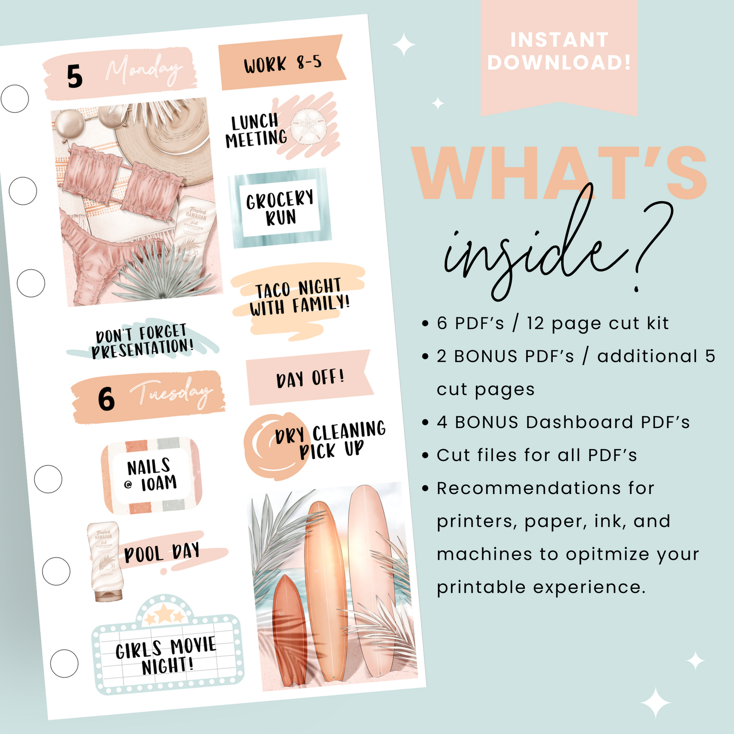 Pink Sands Premium Printable Sticker Kit