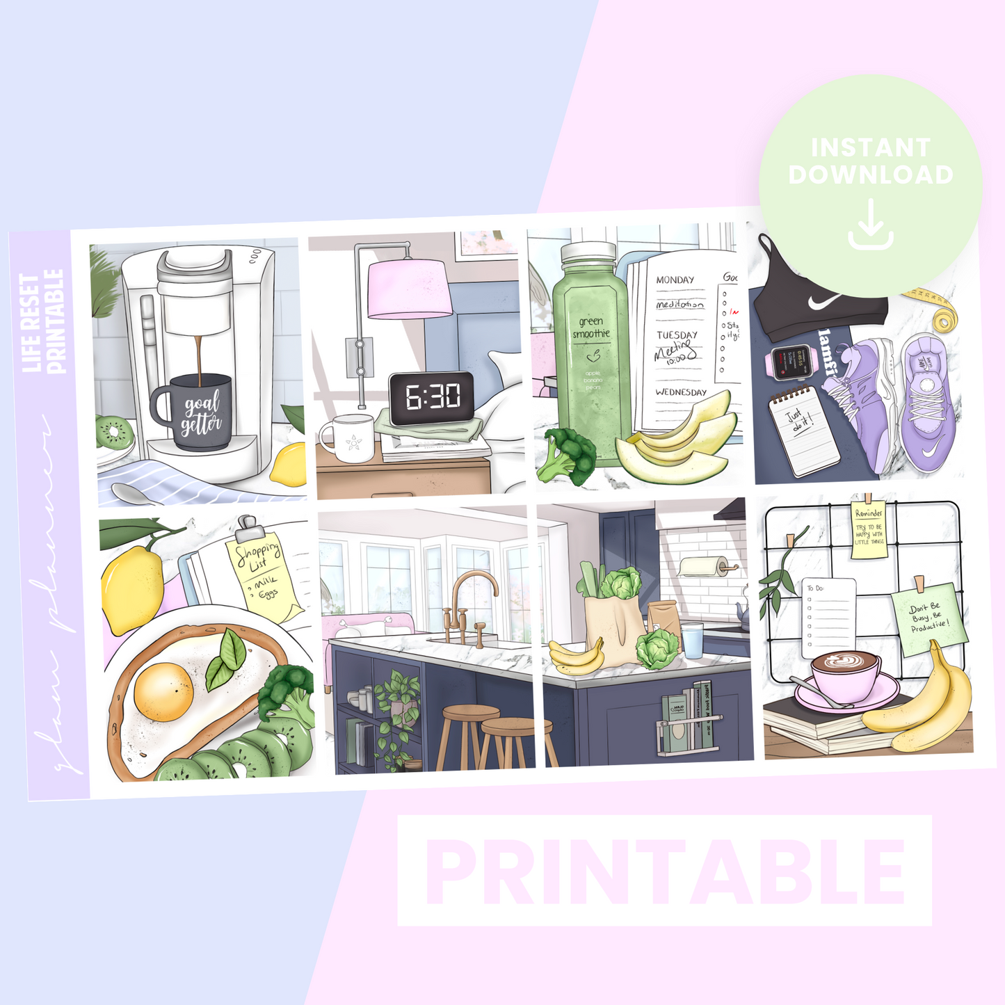 Life Reset Premium Printable Sticker Kit