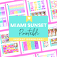 Miami Sunset Premium Printable Sticker Kit