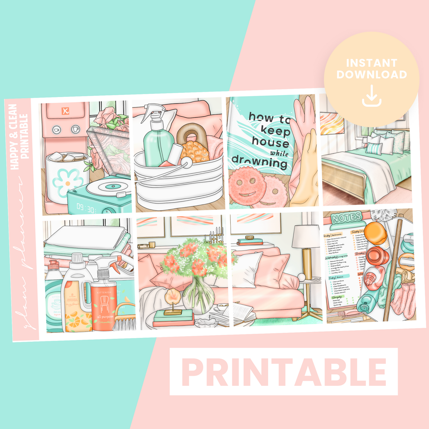 Happy & Clean Premium Printable Sticker Kit