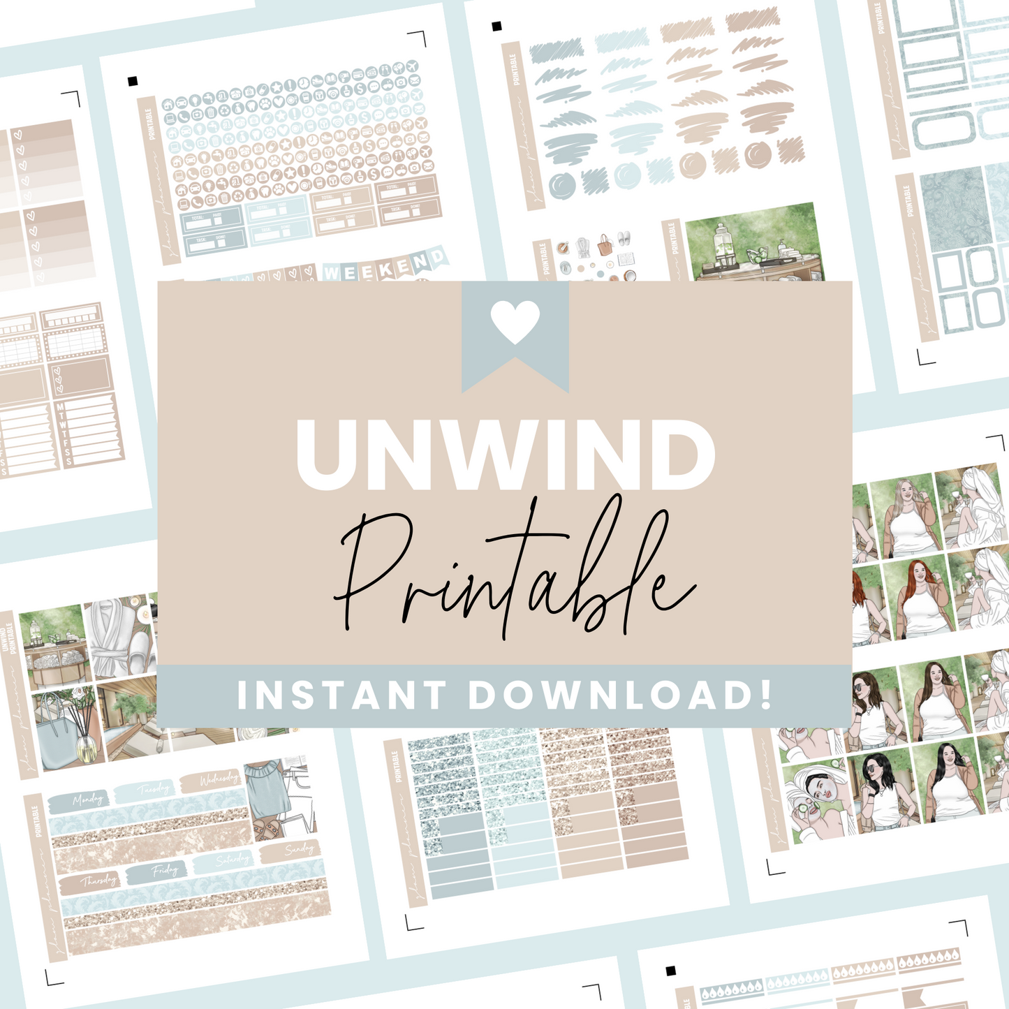 Unwind Premium Printable Sticker Kit