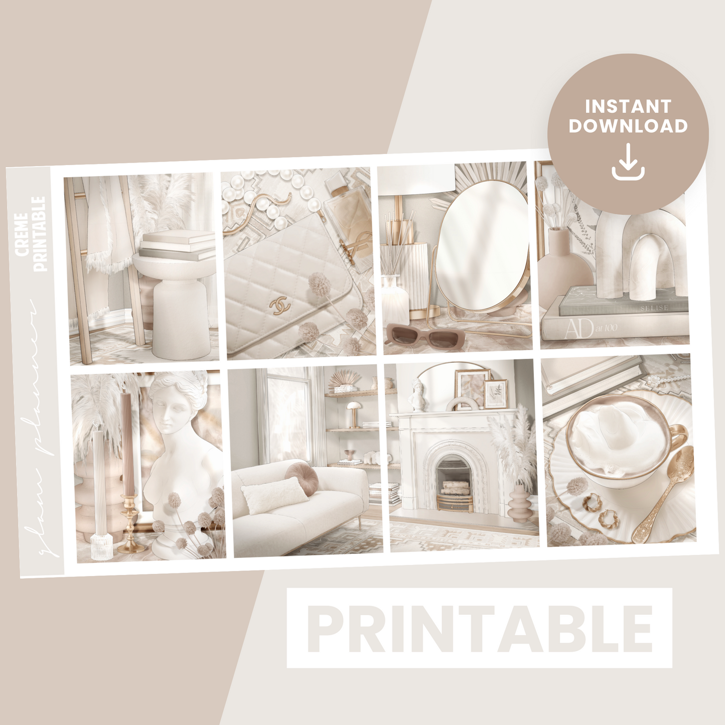 Creme Premium Printable Sticker Kit
