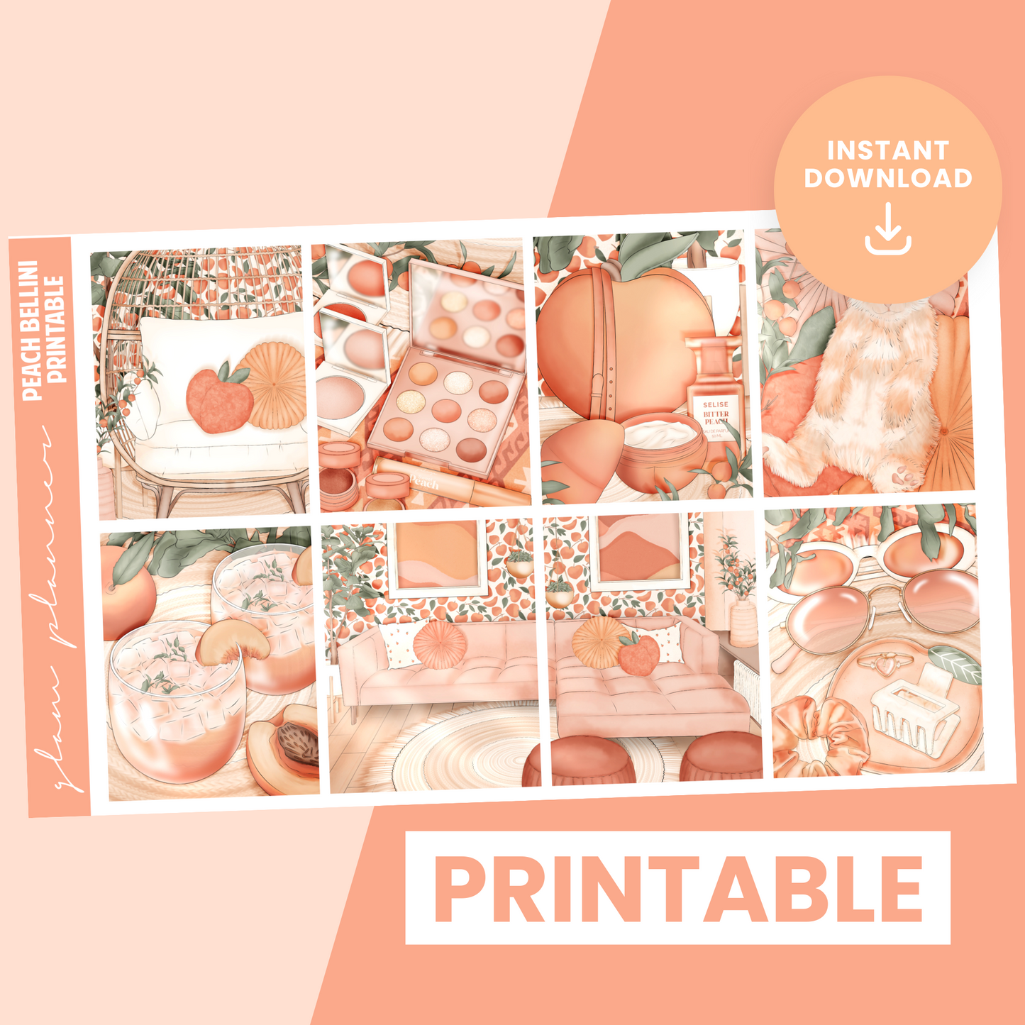 Peach Bellini Premium Printable Sticker Kit