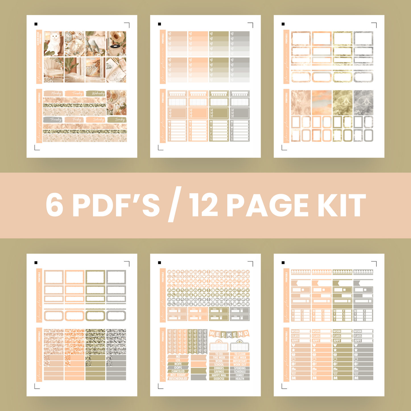 Golden Hour Premium Printable Sticker Kit