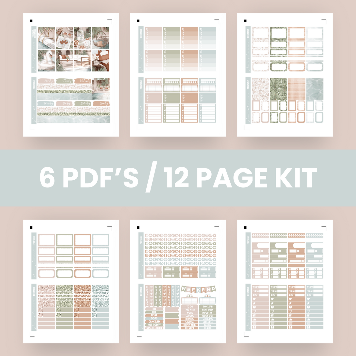 Tranquil Premium Printable Sticker Kit