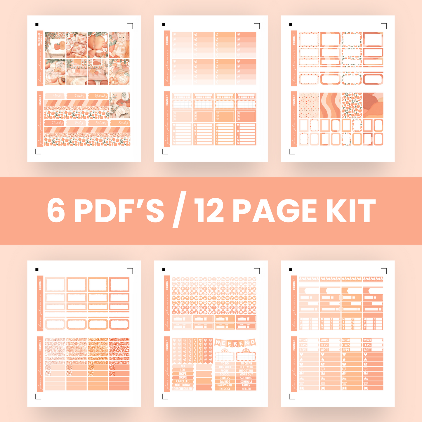 Peach Bellini Premium Printable Sticker Kit