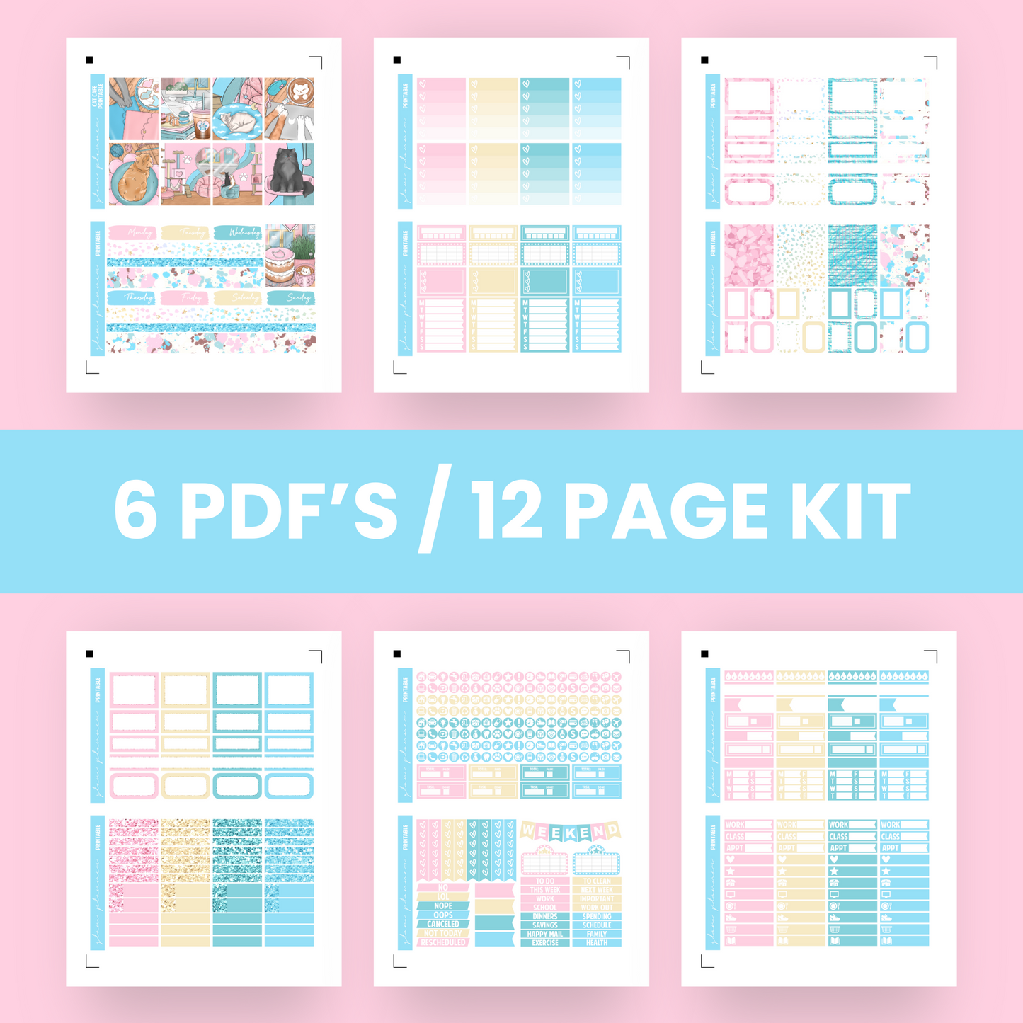 Cat Cafe Premium Printable Sticker Kit