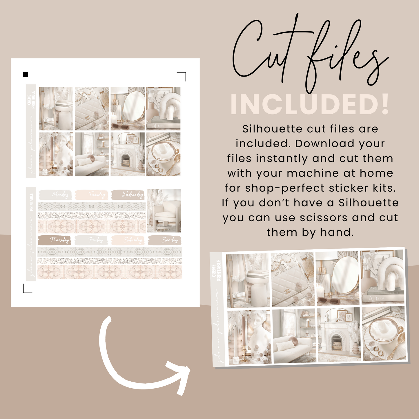 Creme Premium Printable Sticker Kit