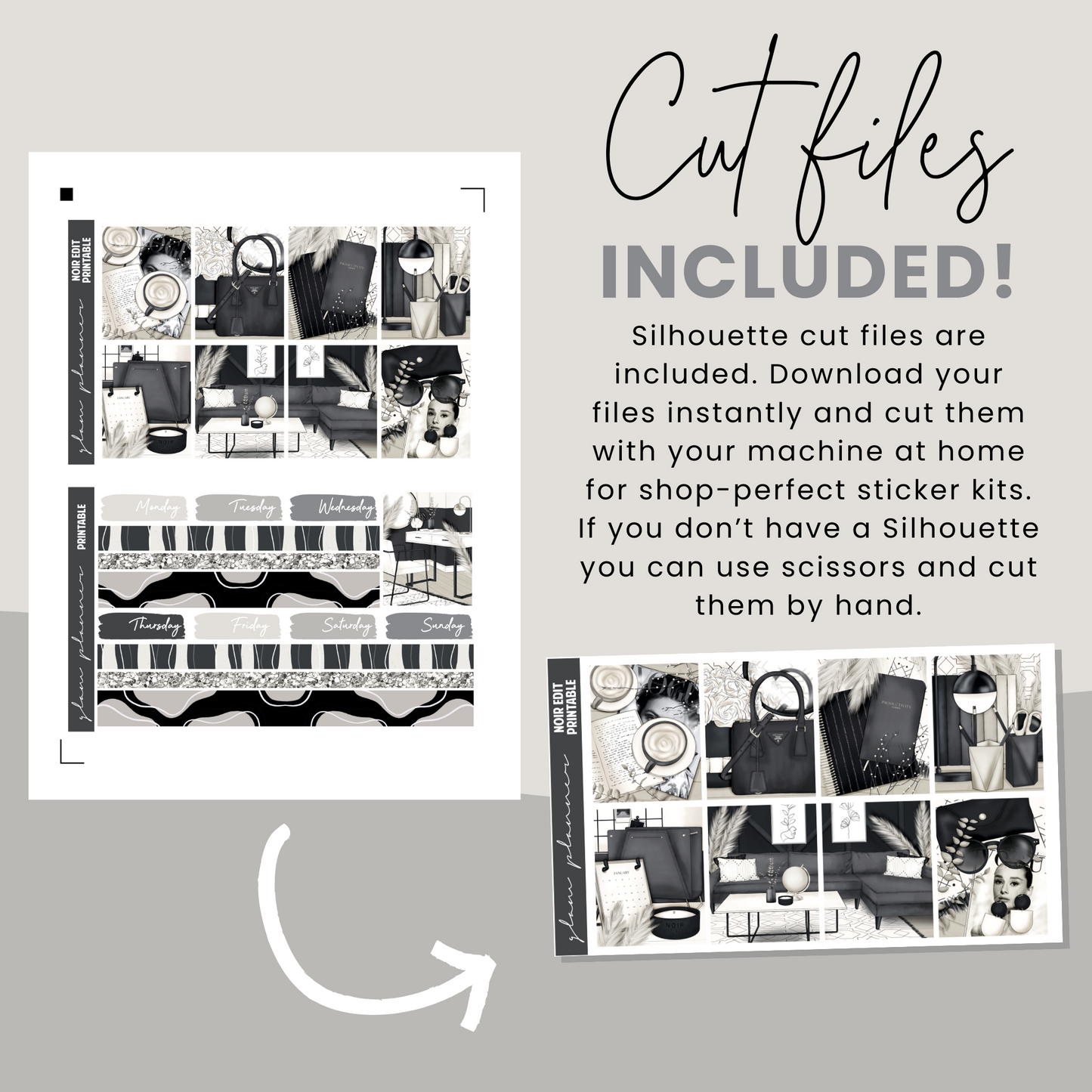 Noir Edit Premium Printable Sticker Kit