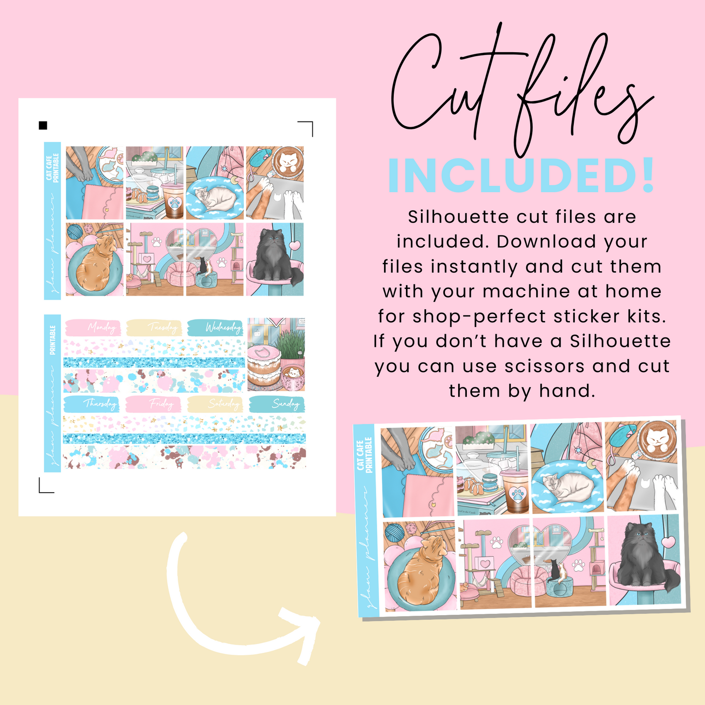 Cat Cafe Premium Printable Sticker Kit