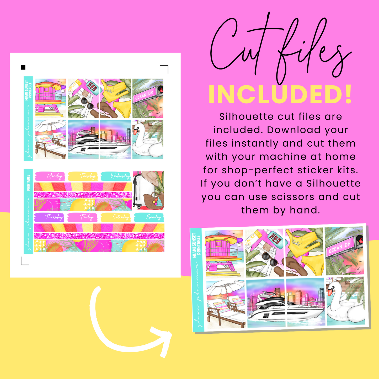 Miami Sunset Premium Printable Sticker Kit