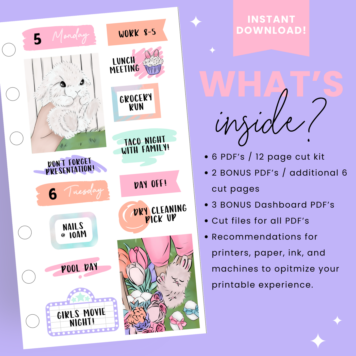 Bunny Premium Printable Sticker Kit