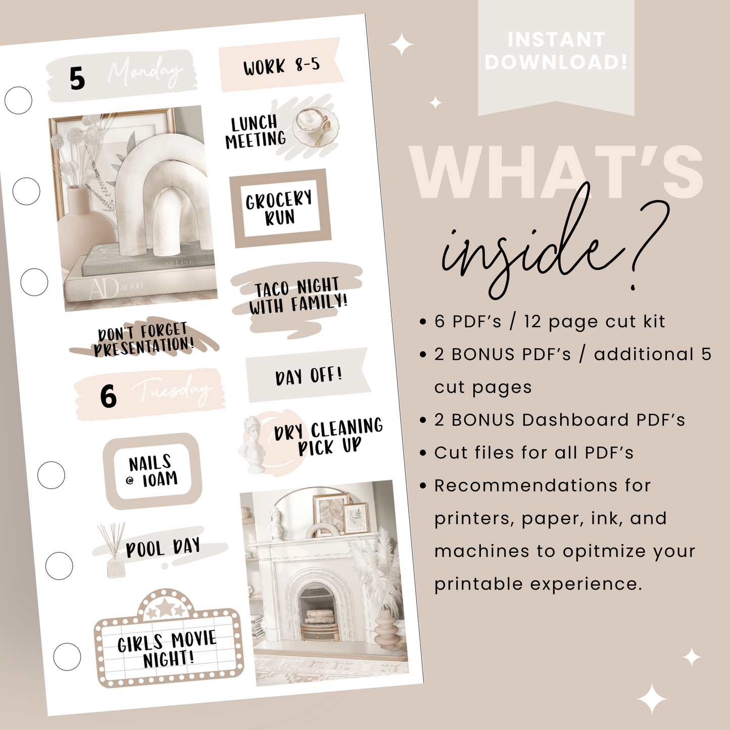 Creme Premium Printable Sticker Kit