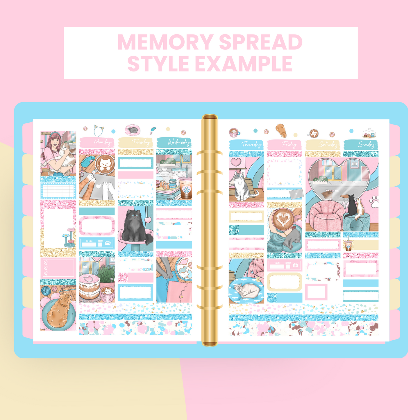 Cat Cafe Premium Printable Sticker Kit