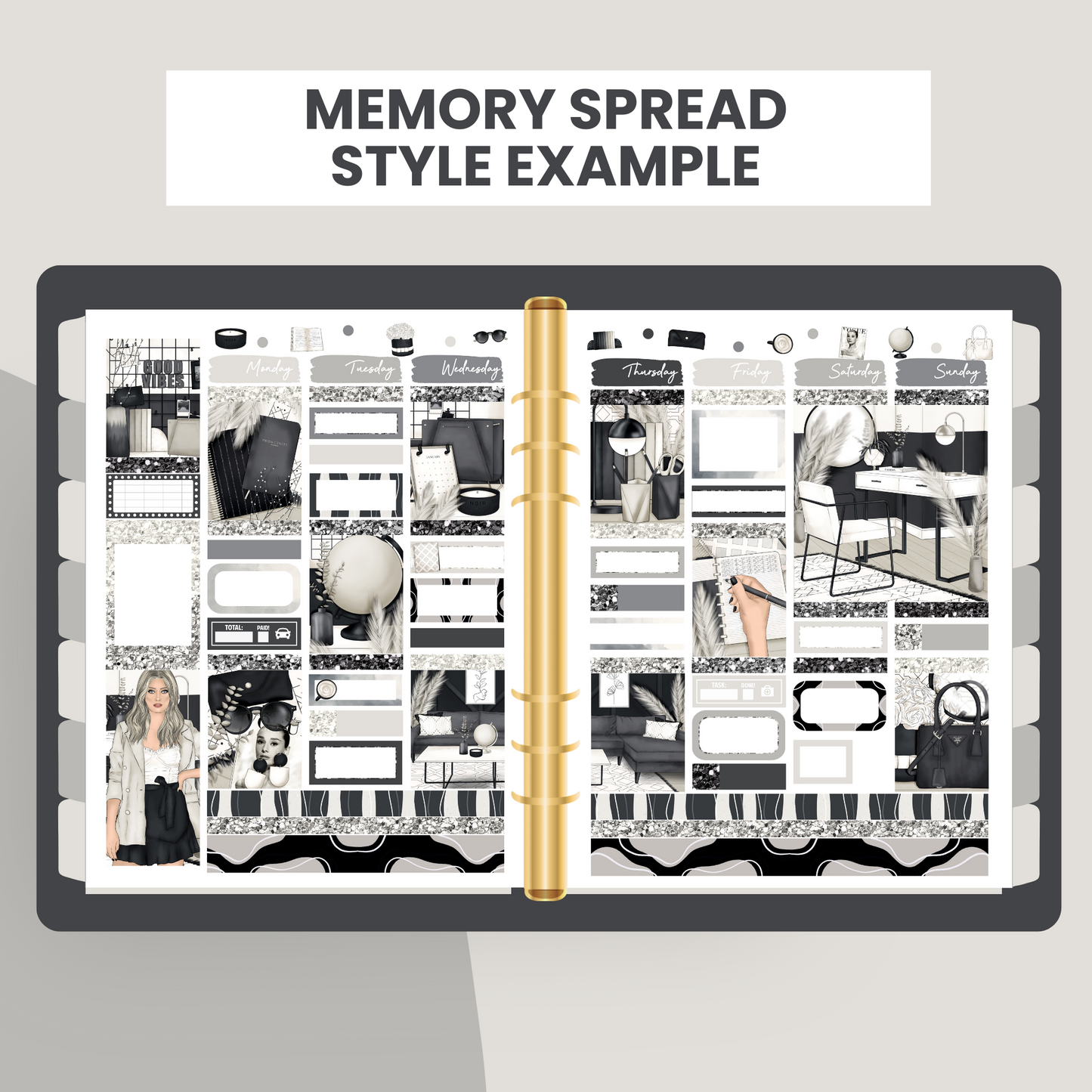 Noir Edit Premium Printable Sticker Kit