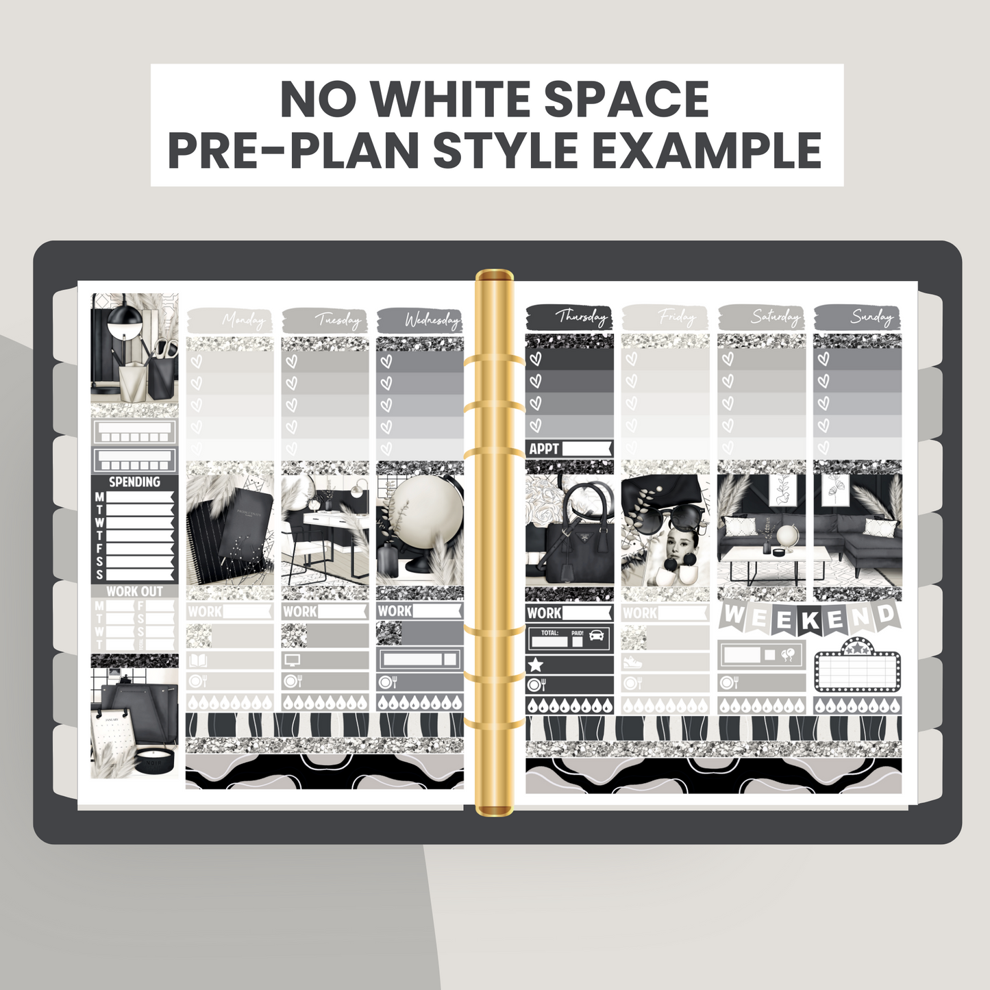 Noir Edit Premium Printable Sticker Kit