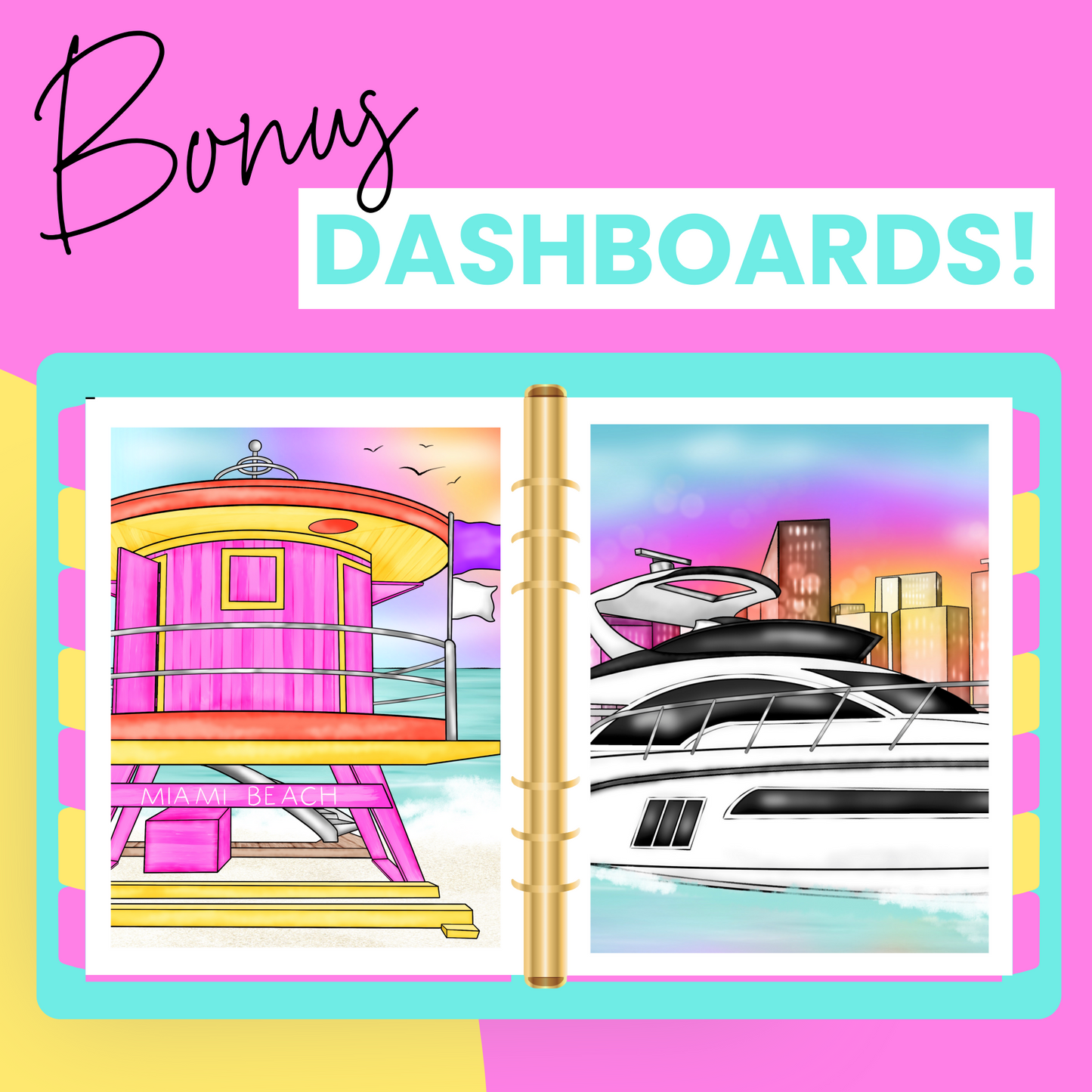 Miami Sunset Premium Printable Sticker Kit