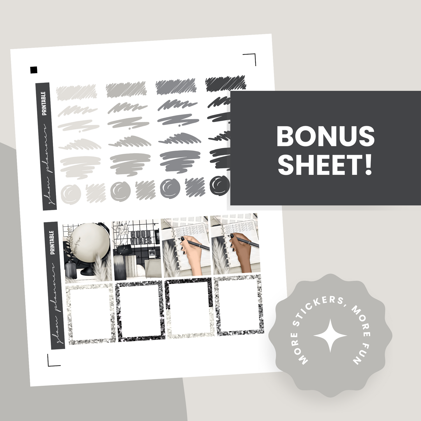 Noir Edit Premium Printable Sticker Kit