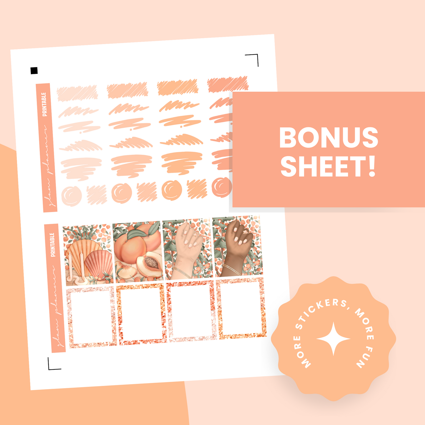 Peach Bellini Premium Printable Sticker Kit