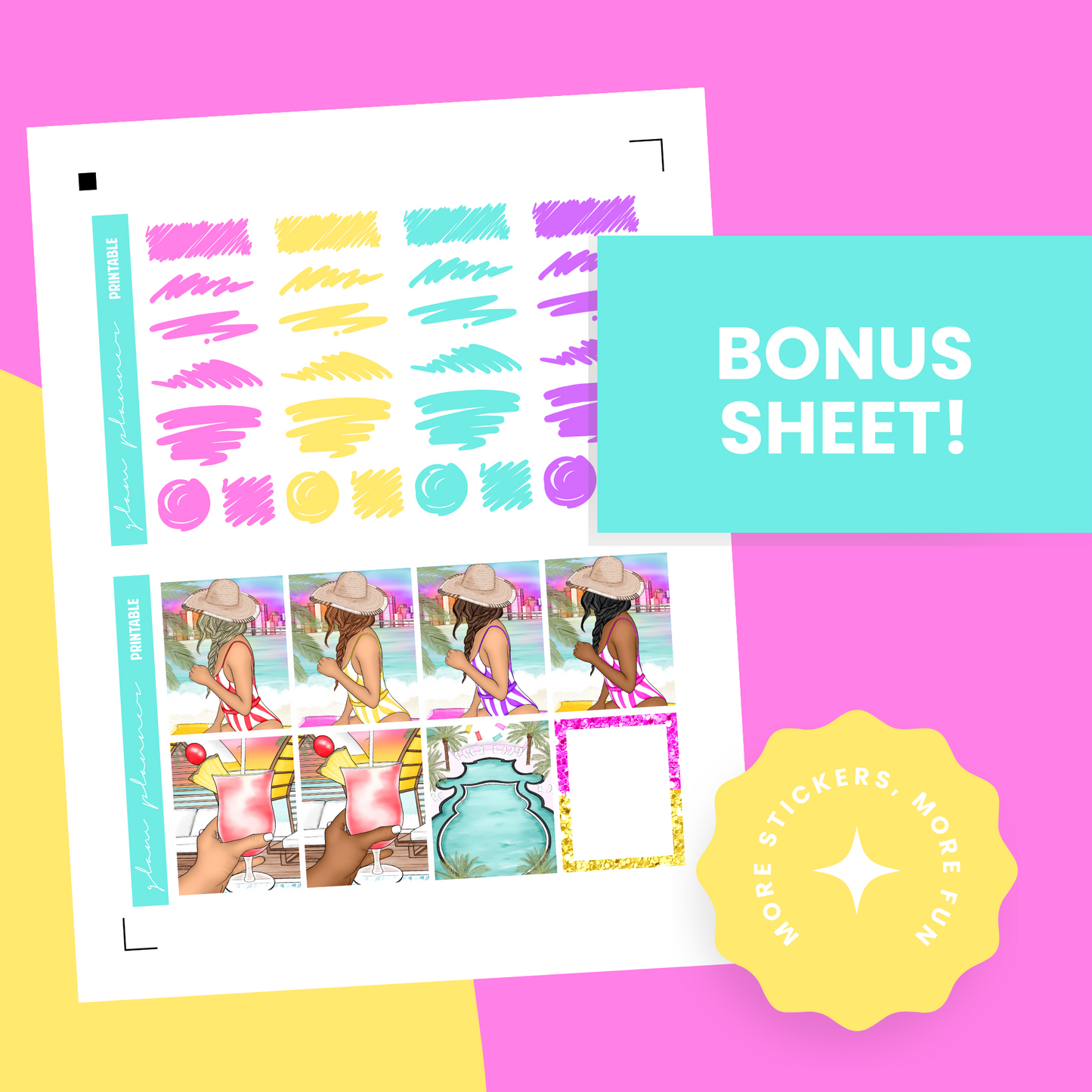 Miami Sunset Premium Printable Sticker Kit
