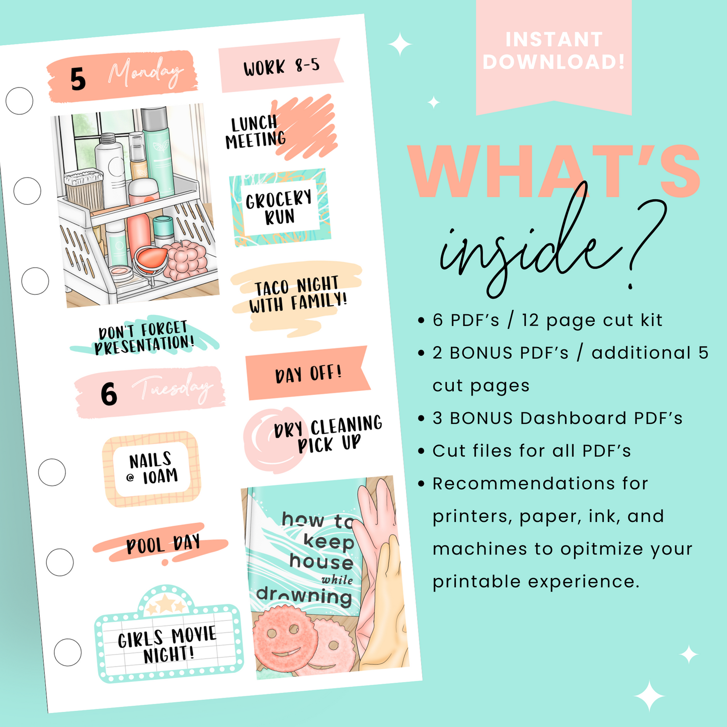 Happy & Clean Premium Printable Sticker Kit