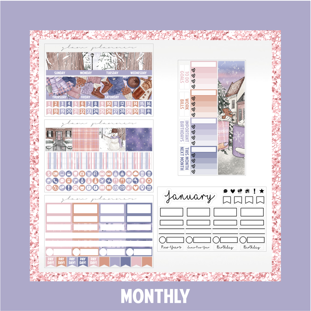 Undated Monthly Spread - Winter Wonderland (With Optional January Foil)