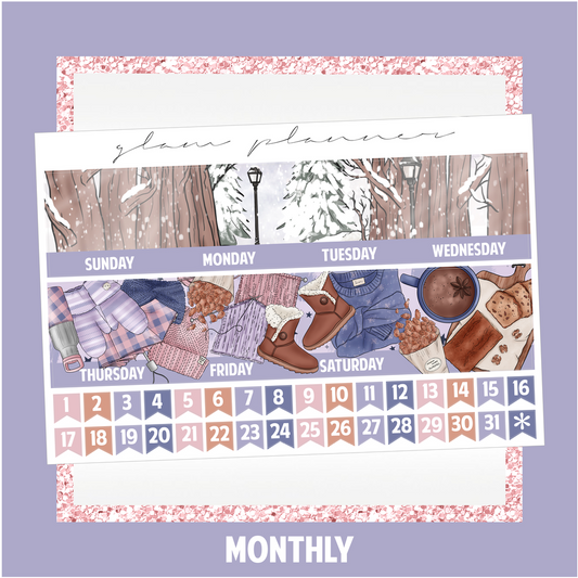 Undated Monthly Spread - Winter Wonderland (With Optional January Foil)