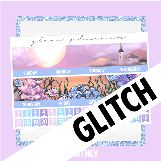 GLITCH Undated Monthly Spread - Seaside Sunset (With Optional April Foil)