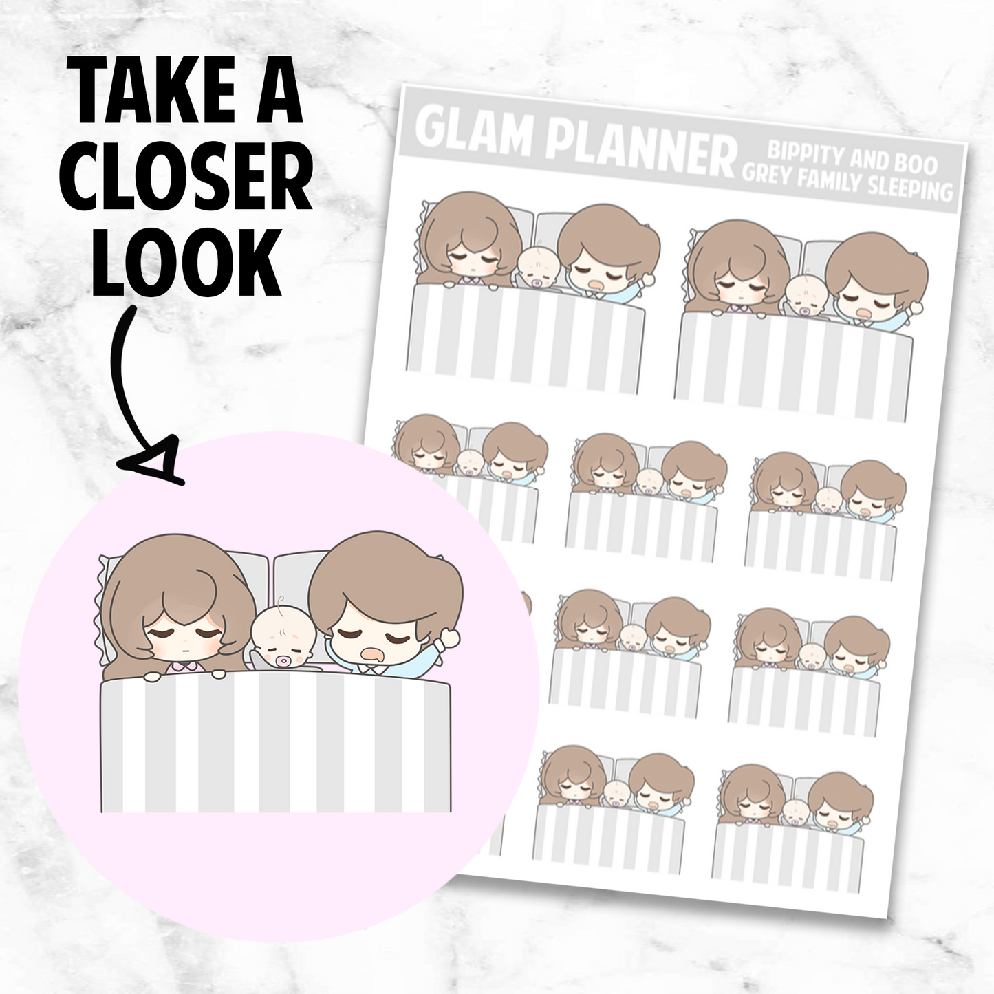 Bippity and Boo: Grey Family Sleeping