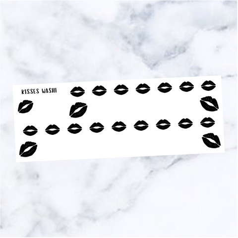 Kisses Foiled Washi, Pink Foil
