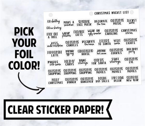 Foiled Stickers: Christmas Bucket List