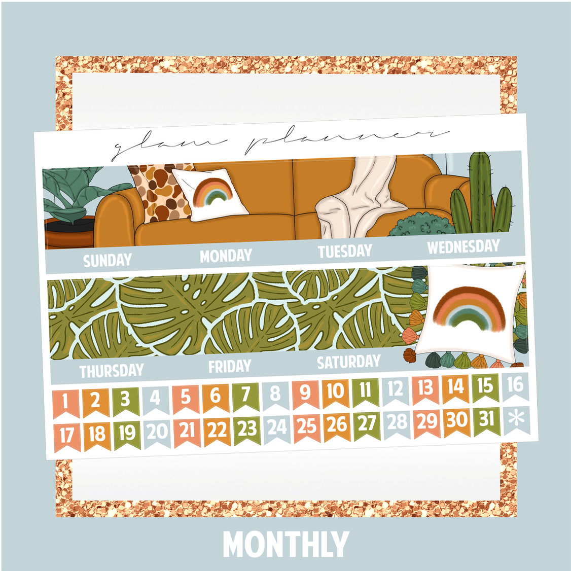 Undated Monthly Spread - Boho Chic (With Optional March Foil)