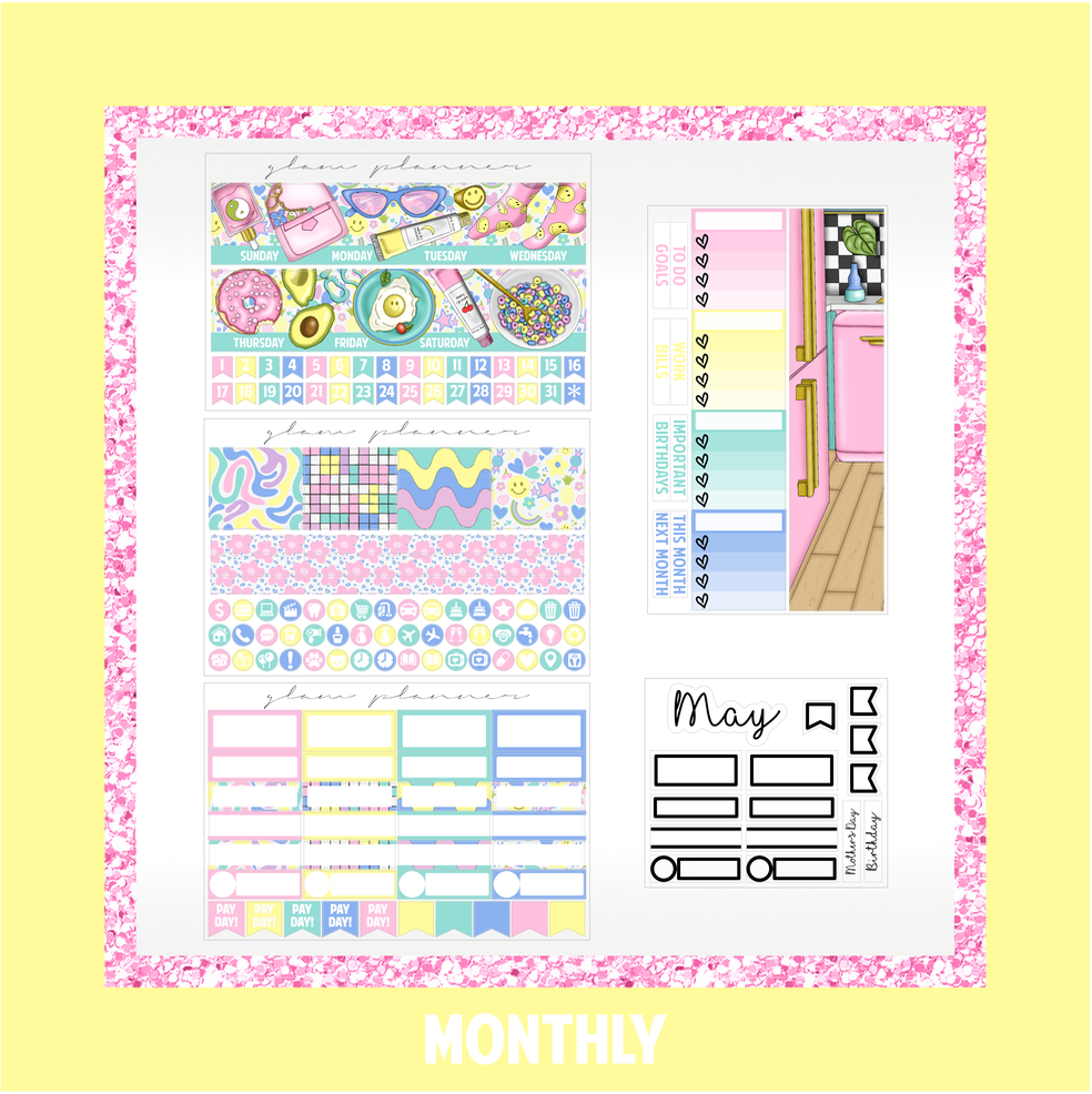 GLITCH Undated Monthly Spread - Sunny Side Up (With Optional May Foil)