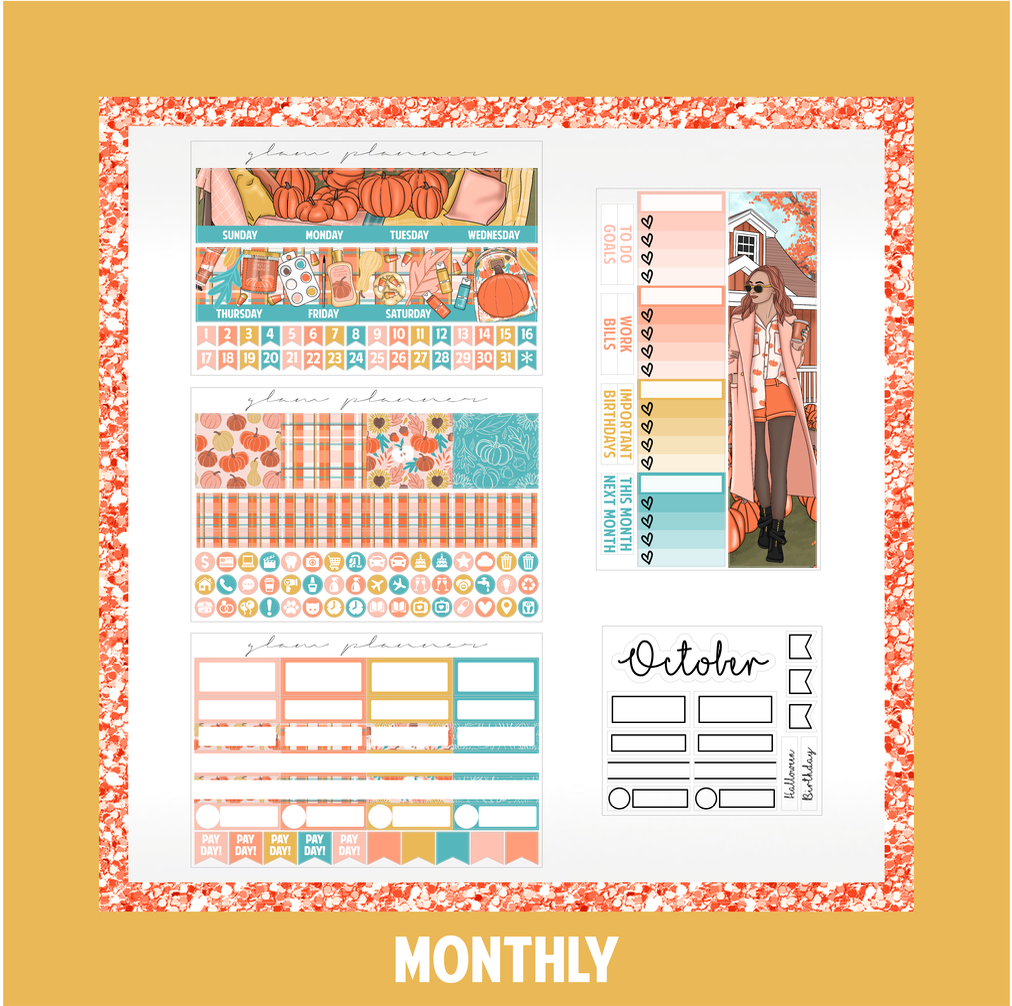 Undated Monthly Spread - Hello Pumpkin (With Optional October Foil)
