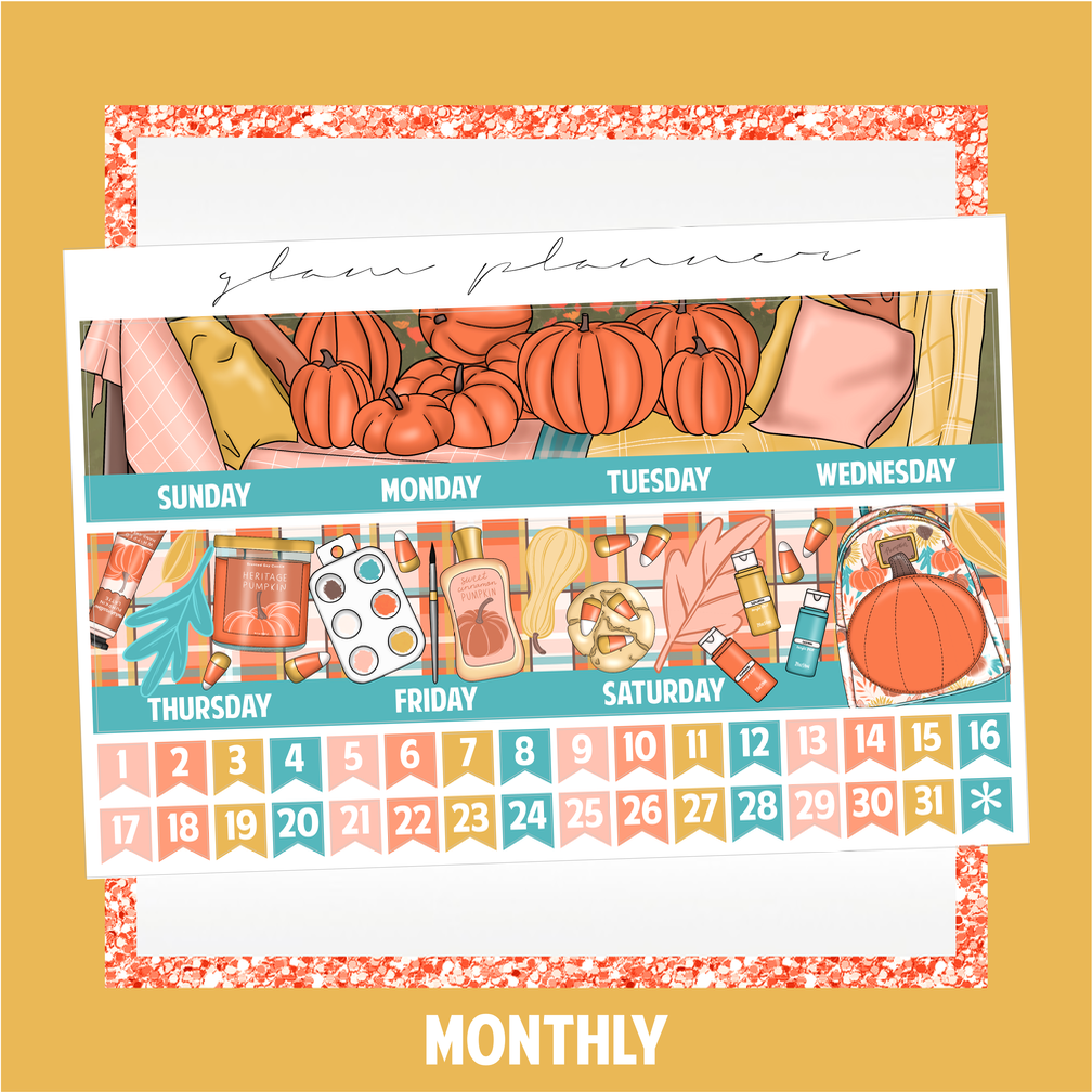 Undated Monthly Spread - Hello Pumpkin (With Optional October Foil)