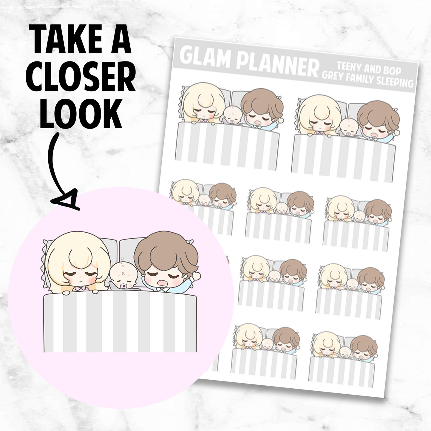 Teeny and Bop: Grey Family Sleeping